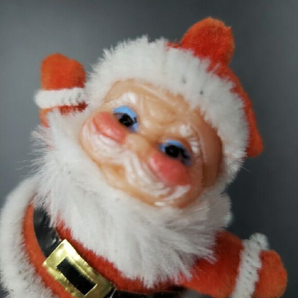 MCM Santa Claus Christmas Kitsch Floral Pick Flocked Vintage Mid Century Modern - Picture 10 of 16